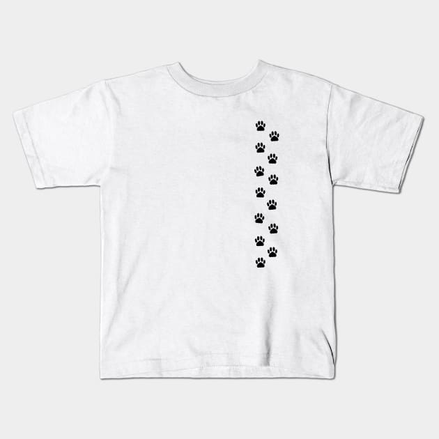 Tiny Paw Prints - black Kids T-Shirt by KneppDesigns